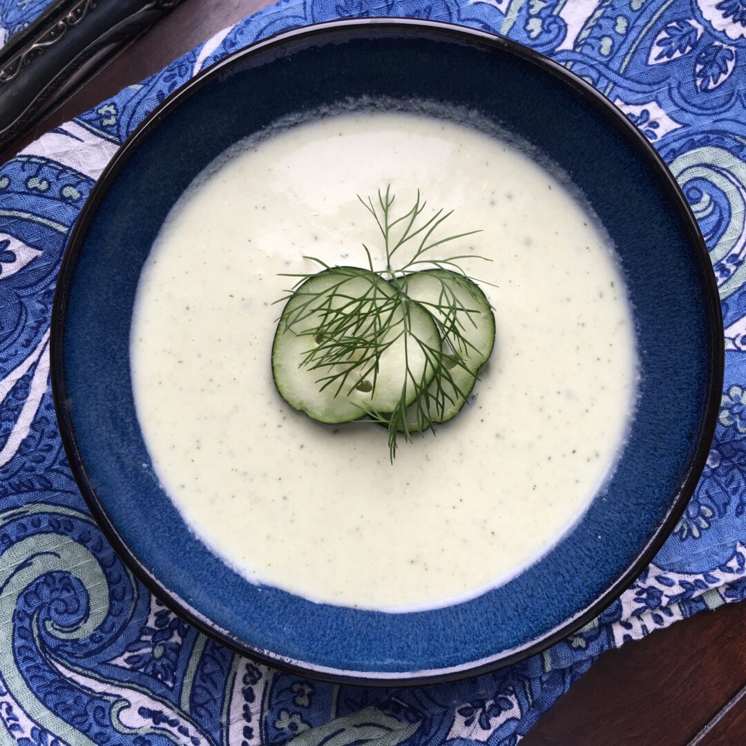 Chilled Cucumber Avocado with Fresh Dill Soup