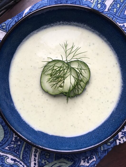 Chilled Cucumber Avocado with Fresh Dill Soup