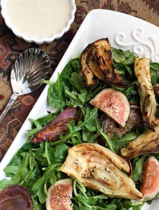 Roasted Fennel Salad with Lemon Tahini Dressing