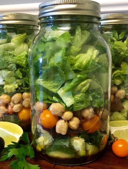 Garden Veggie Mason Jar Salad with Homemade Dressing