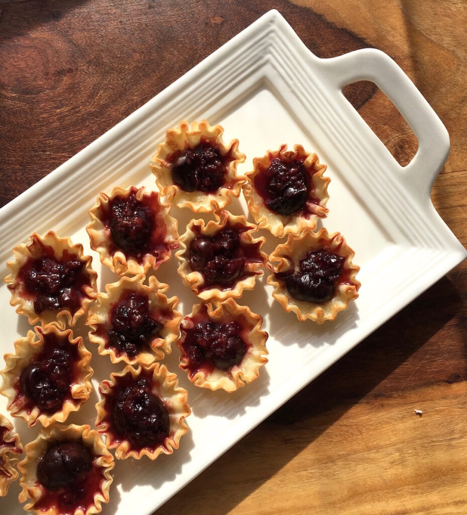 Vegetarian Brie and Cherry Phyllo Bites