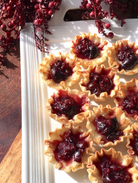 Vegetarian Brie and Cherry Phyllo Bites