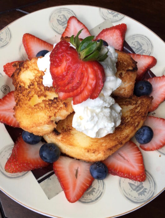 Broiled Angel Food Cake with Maple Whipped Cream