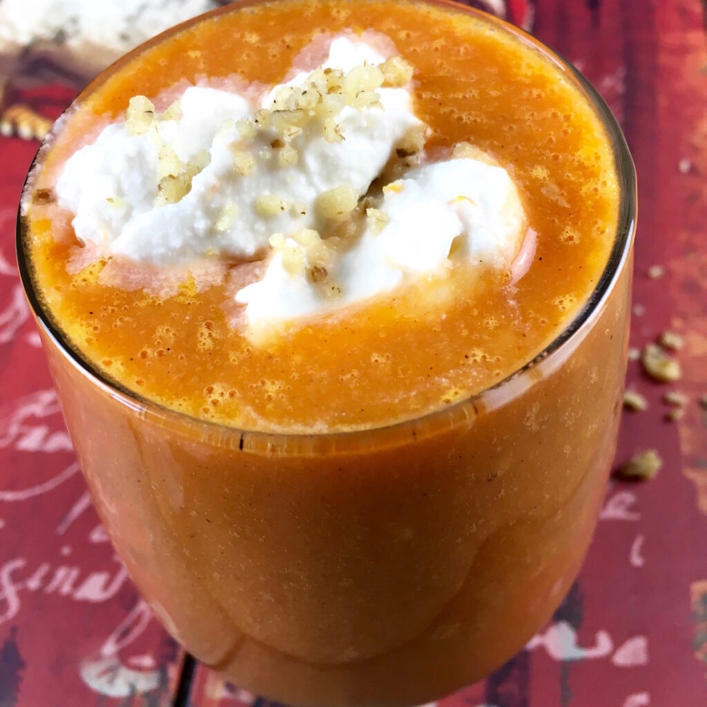 Vegan Carrot Cake Smoothie with Coconut Whipped Cream