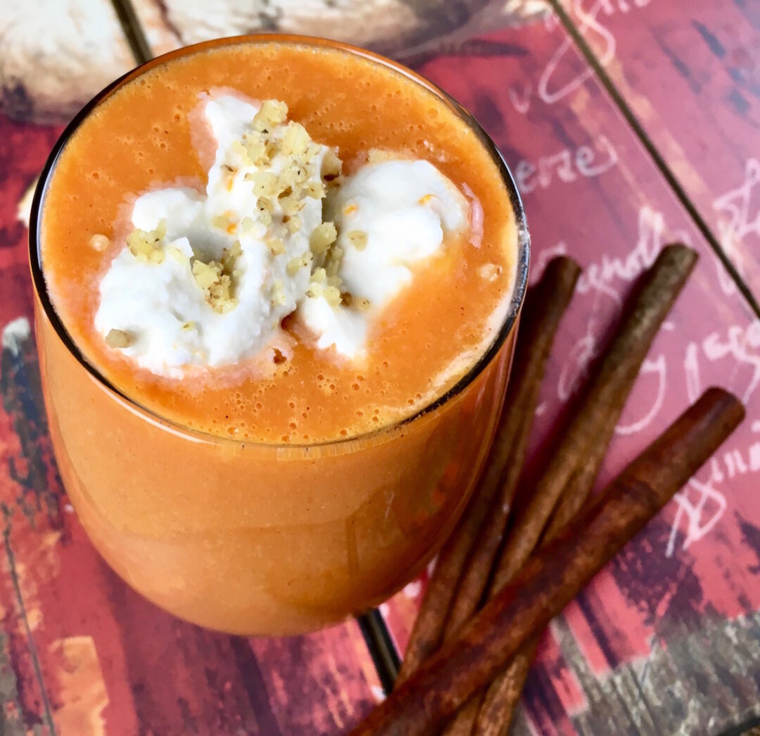 Carrot Cake Smoothie with Coconut Whipped Cream