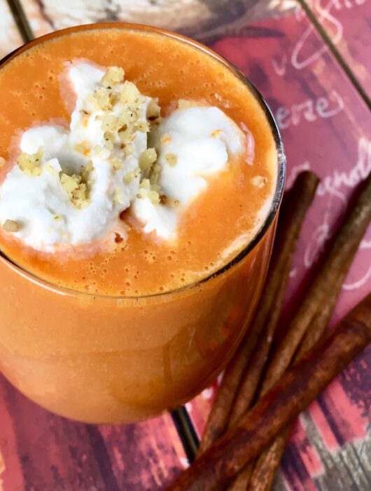 Carrot Cake Smoothie with Coconut Whipped Cream