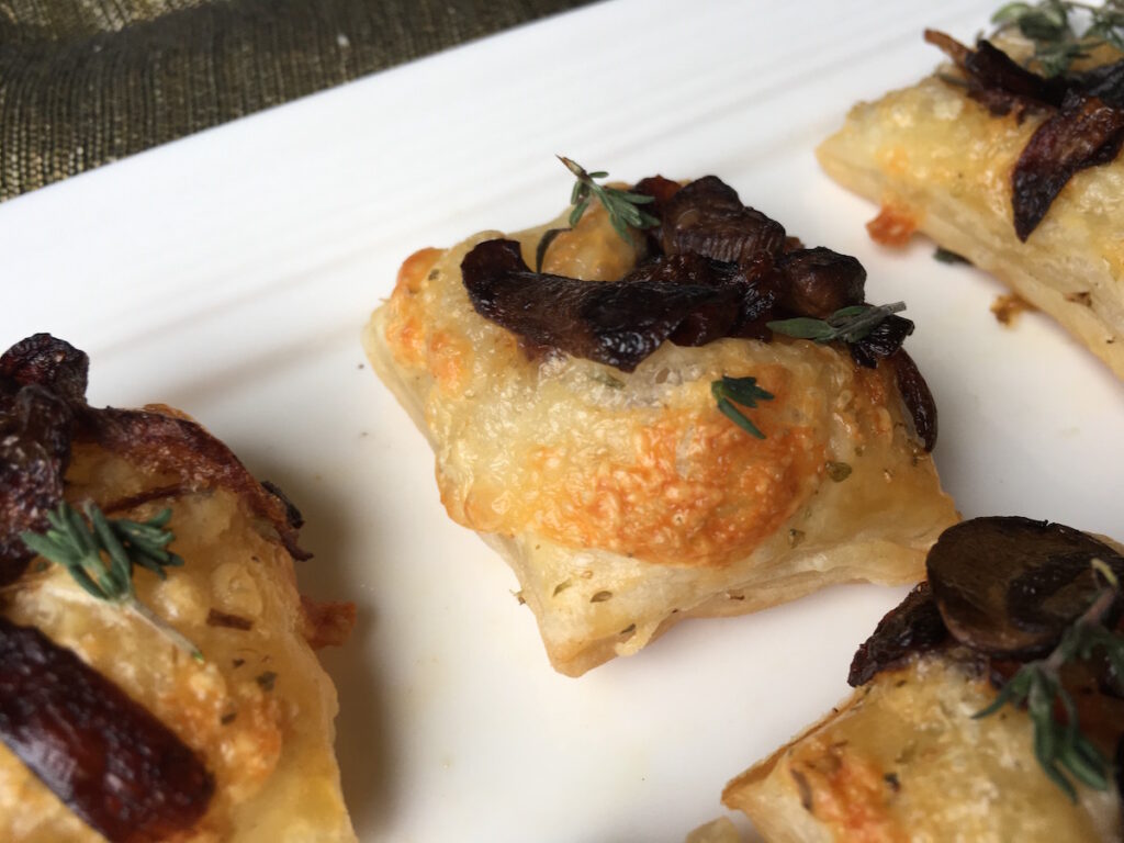 Puff Pastry Bites with Caramelized Onions and Mushrooms