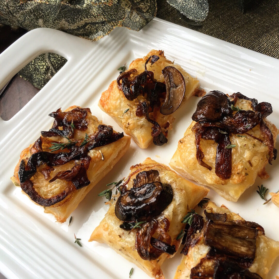 Vegetarian Puff Pastry with Caramelized Onions and Mushrooms