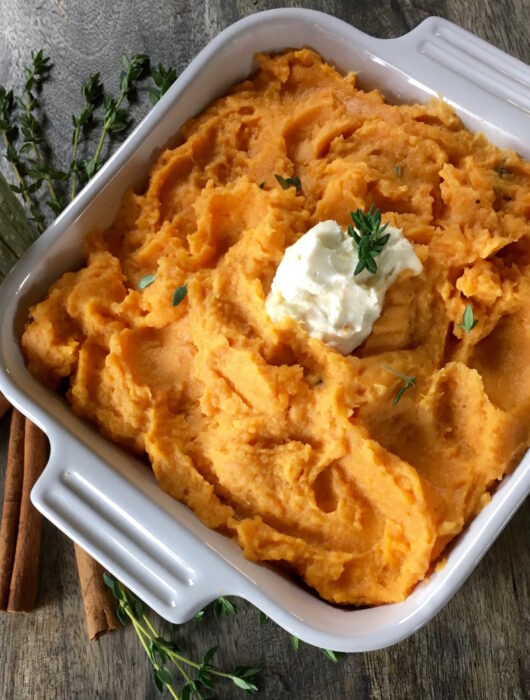 Creamy Mashed Sweet Potatoes with Fresh Thyme