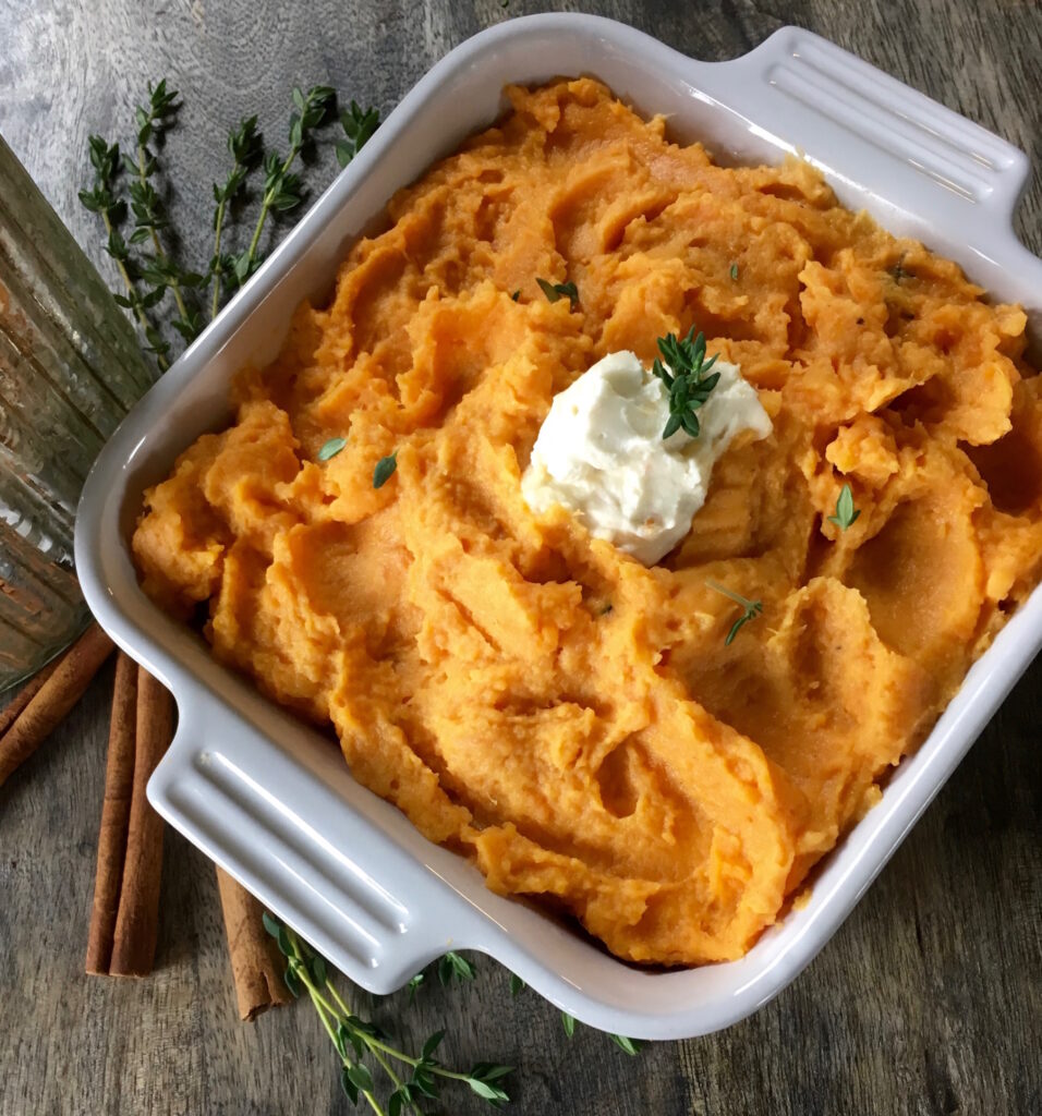 Vegetarian Mashed Sweet Potatoes with Fresh Thyme