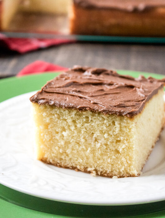 Yellow Sheet Cake with Chocolate Frosting