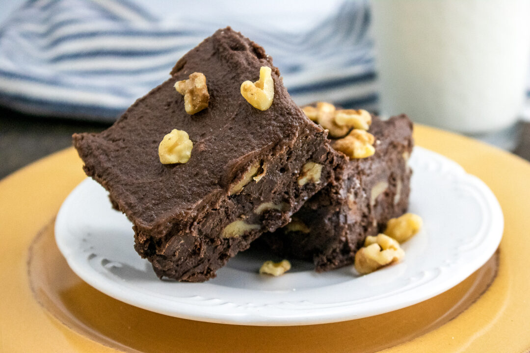 Frosted Chocolate Brownies with Walnuts
