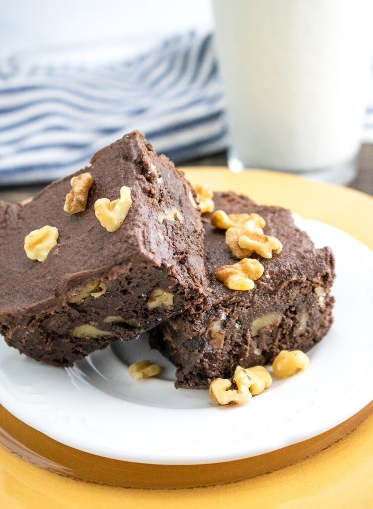 Vegetarian Frosted Chocolate Brownies with Walnuts