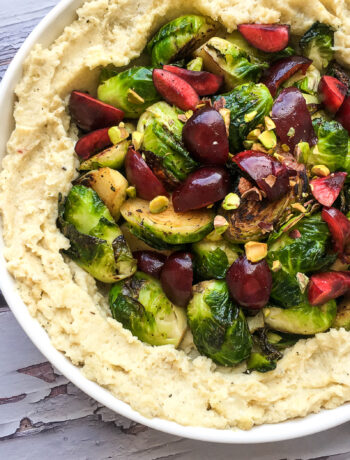 Apple Cauliflower Mash and Brussels Sprouts