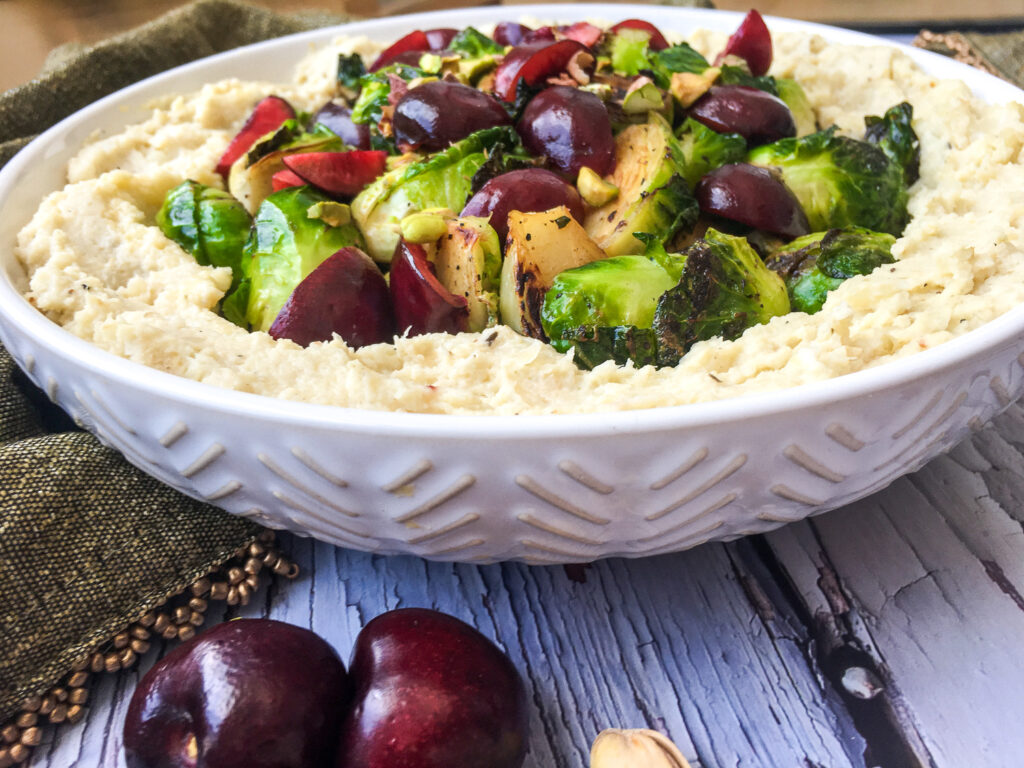Apple Cauliflower Mash and Brussels Sprouts