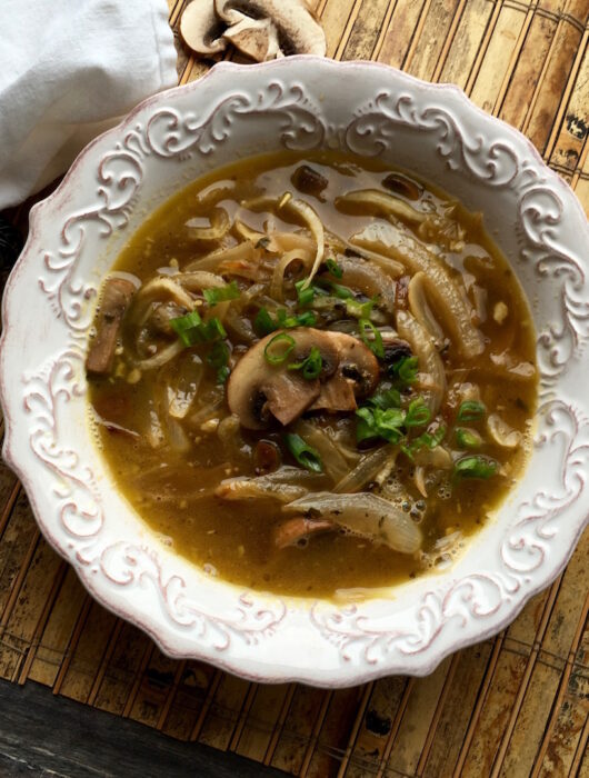 Vegan Portobello Daikon Noodle Soup