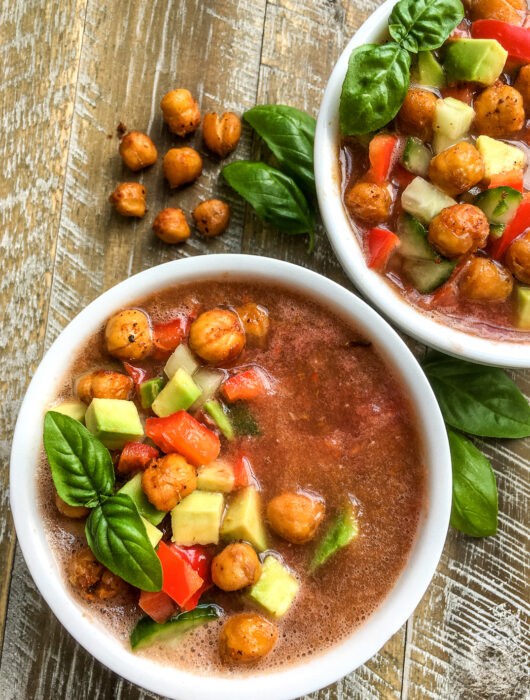 Gazpacho with Chickpea Croutons