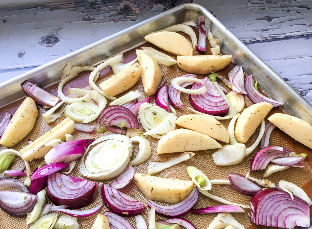 Roasted Apples and Fennel with Red Onion