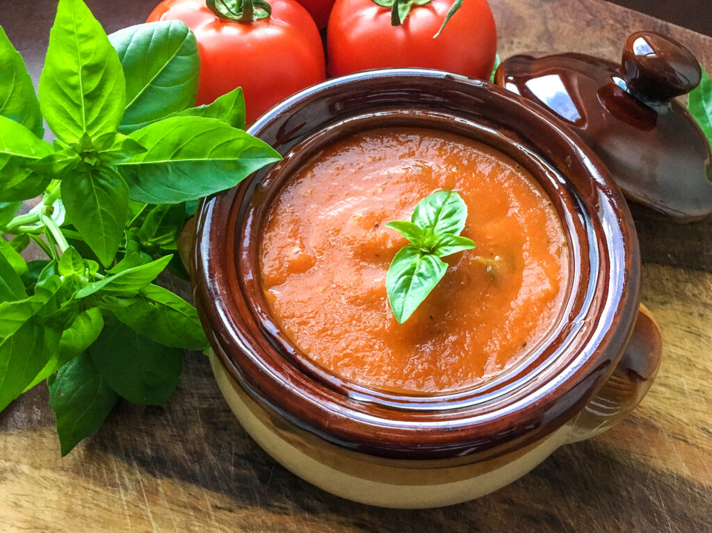 Vegan Instant Pot Tomato Basil Soup