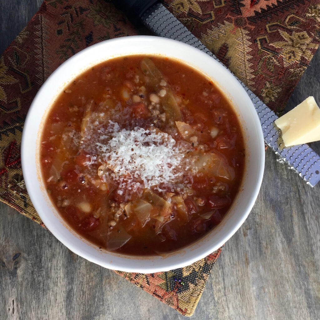 Vegan Chorizo, Bean & Cabbage Soup