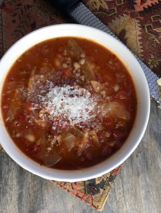 Vegan Chorizo, Bean & Cabbage Soup