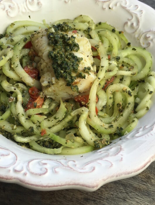 Vegetarian Cucumber Noodles and Pesto