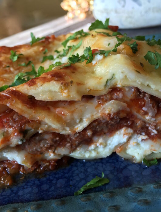 Vegetarian 5 Cheese Lasagna with "Meat" Sauce